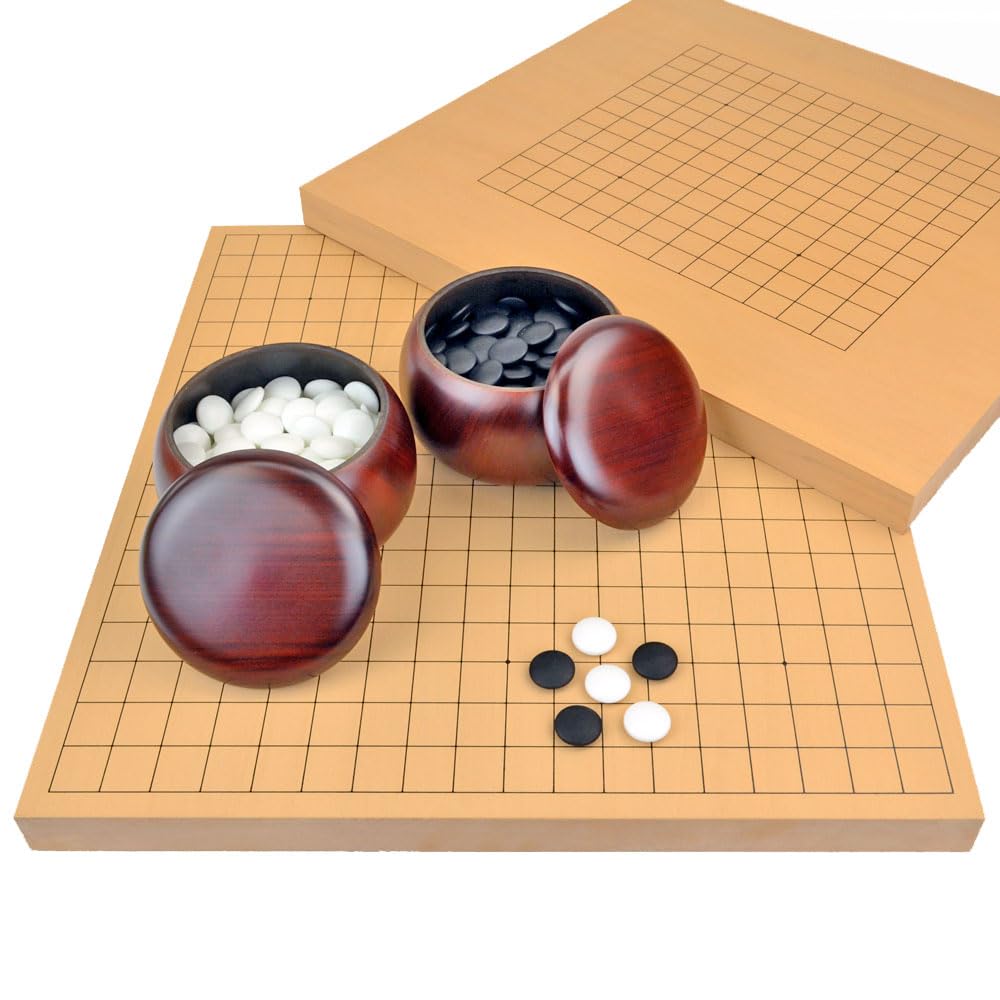 Amazon | 表裏使える囲碁セット 13路19路両用新桂1寸卓上碁盤セット