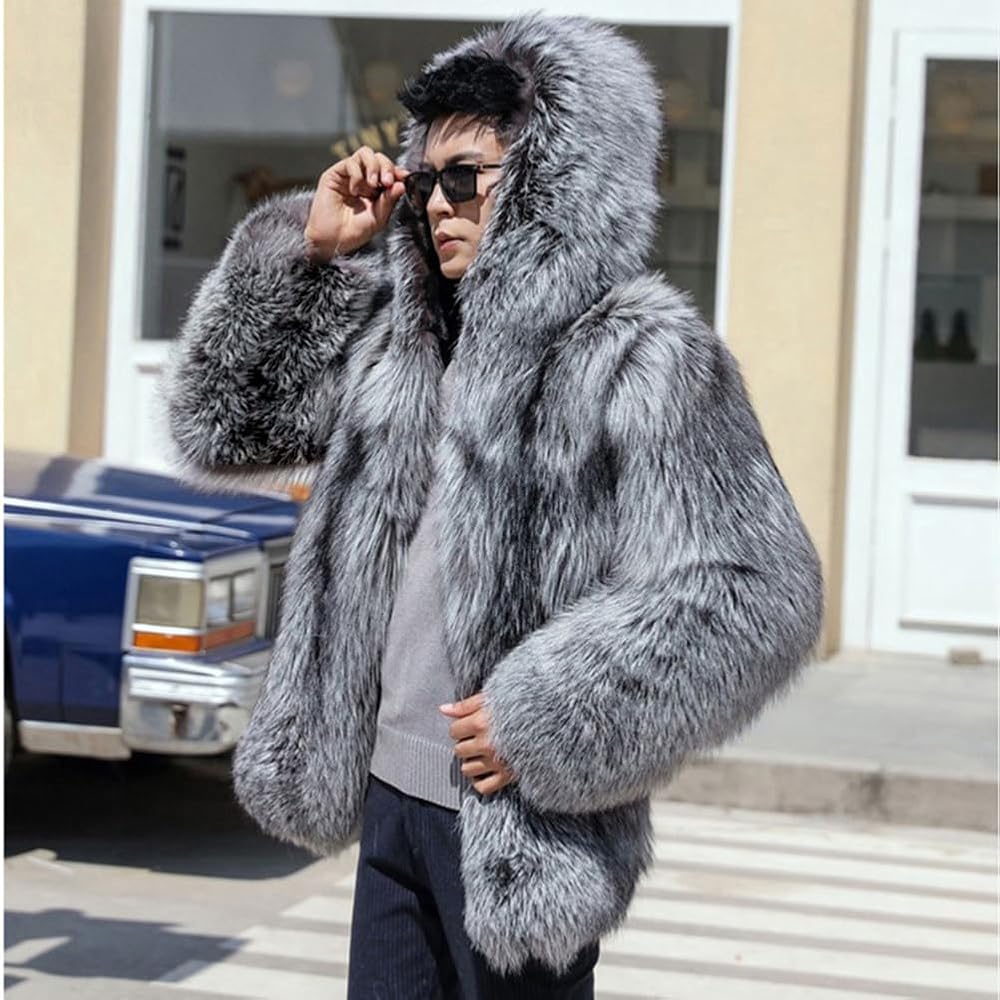 Amazon.com: XYGJZ Men's Luxury Faux Fur Coat Open Front Warm