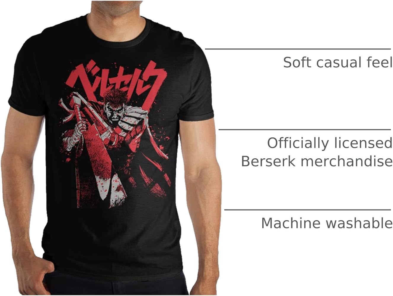 Amazon.com: Bioworld Men's Bloody Guts Berserk T-Shirt-Small Black