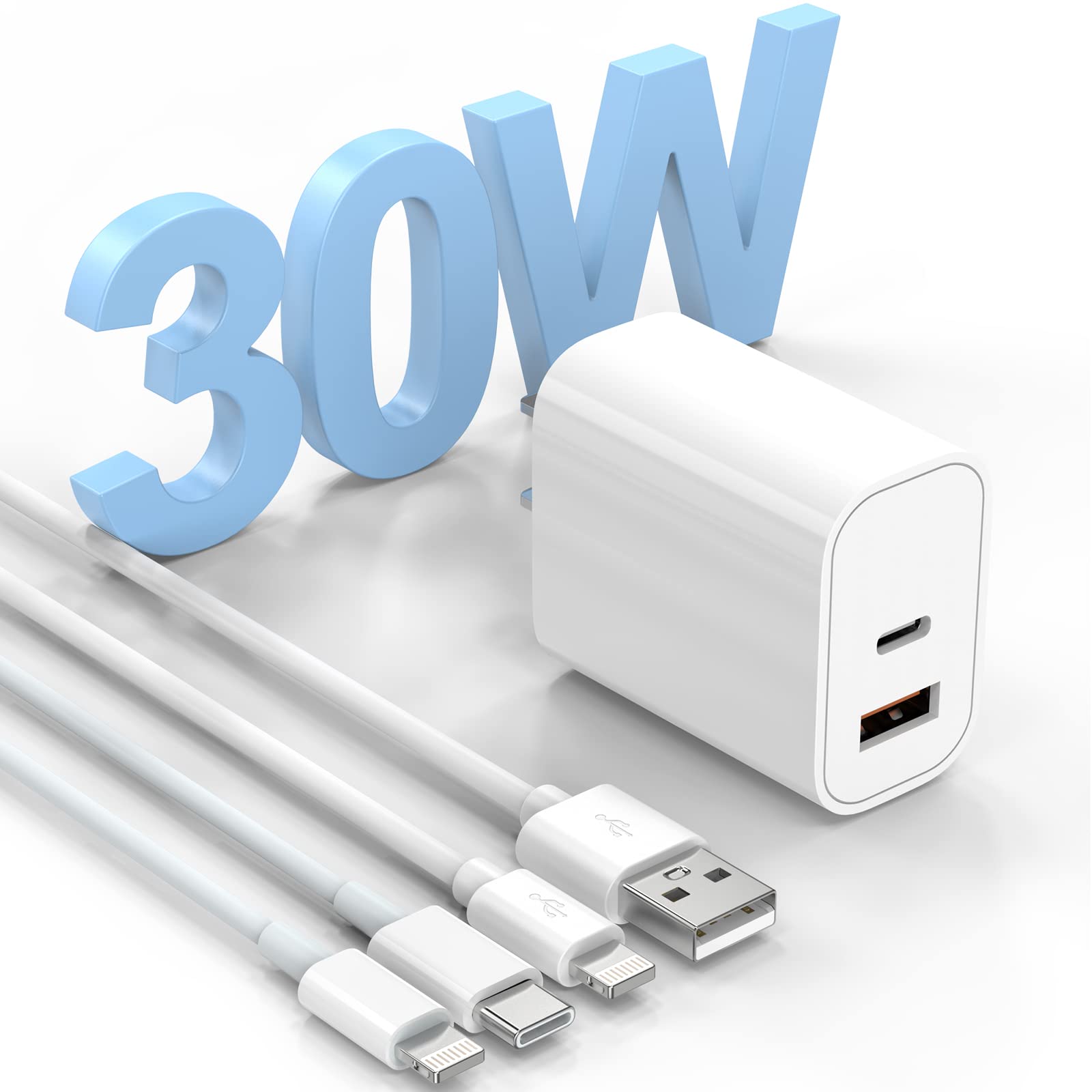 Amazon.co.jp: USB 充電器 USB C & USB A 2ポート 30W ACアダプター 1M