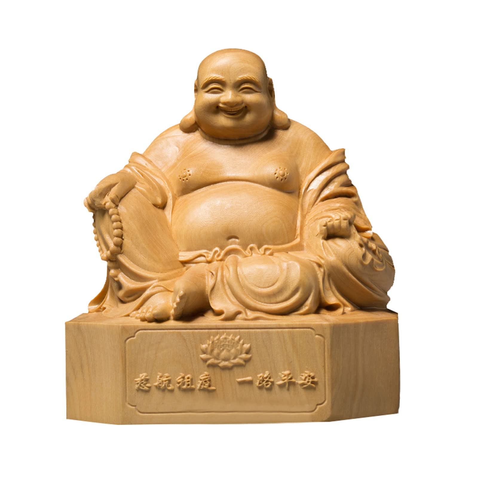 Amazon.co.jp: 開運七福神 布袋 様 布袋様の置物 高級天然ツゲ木彫り