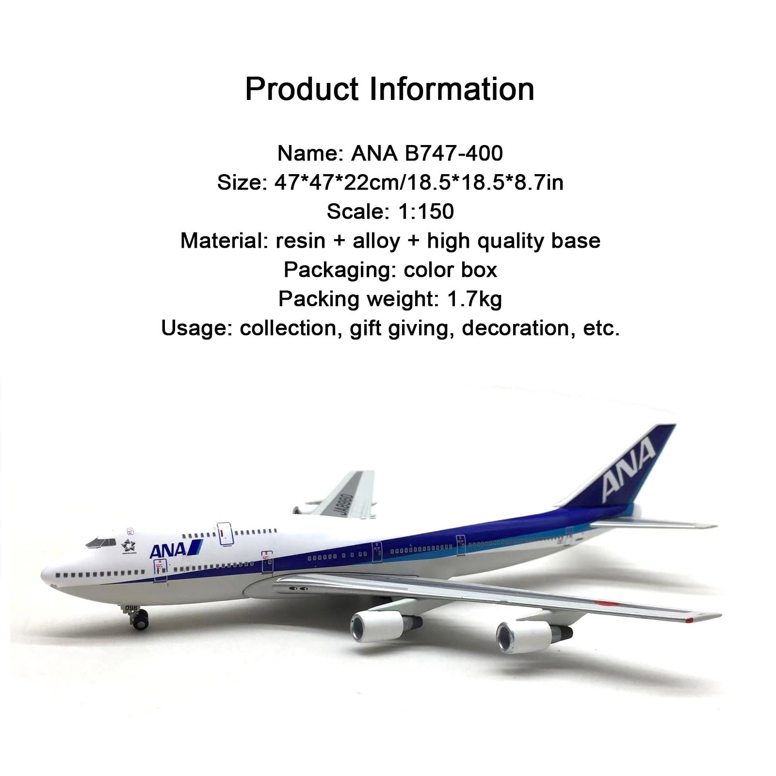 Amazon.co.jp: 18.5インチ 1:150スケール 飛行機模型 ANA B747-400
