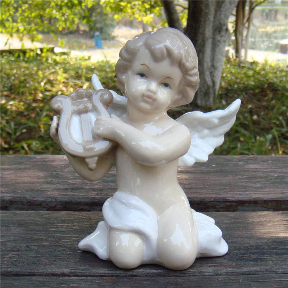 Amazon.co.jp: 彫像置物動物像装飾品かわいい磁器天使置物手作り陶器