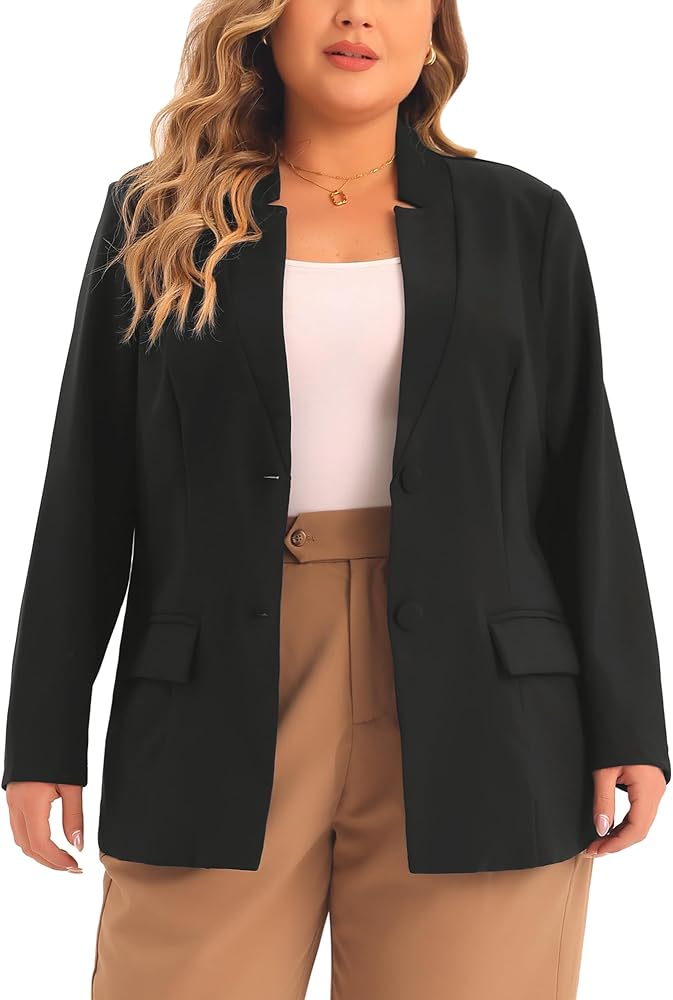 Agnes Orinda Plus Size Business Suit Blazer for Women Button Long