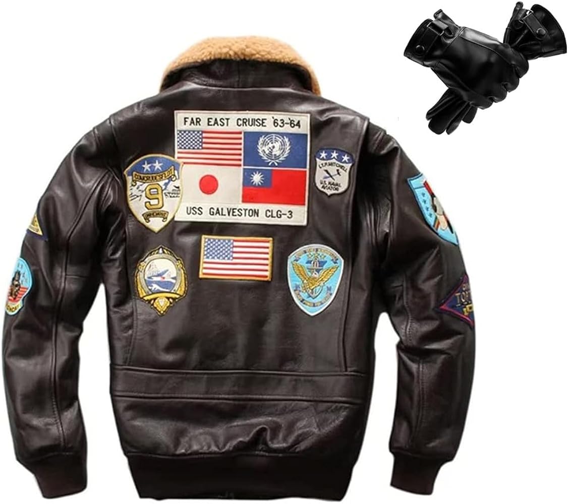 Amazon | [VIIBOY] 本革フライトジャケット 本革ジャケット ワッペン