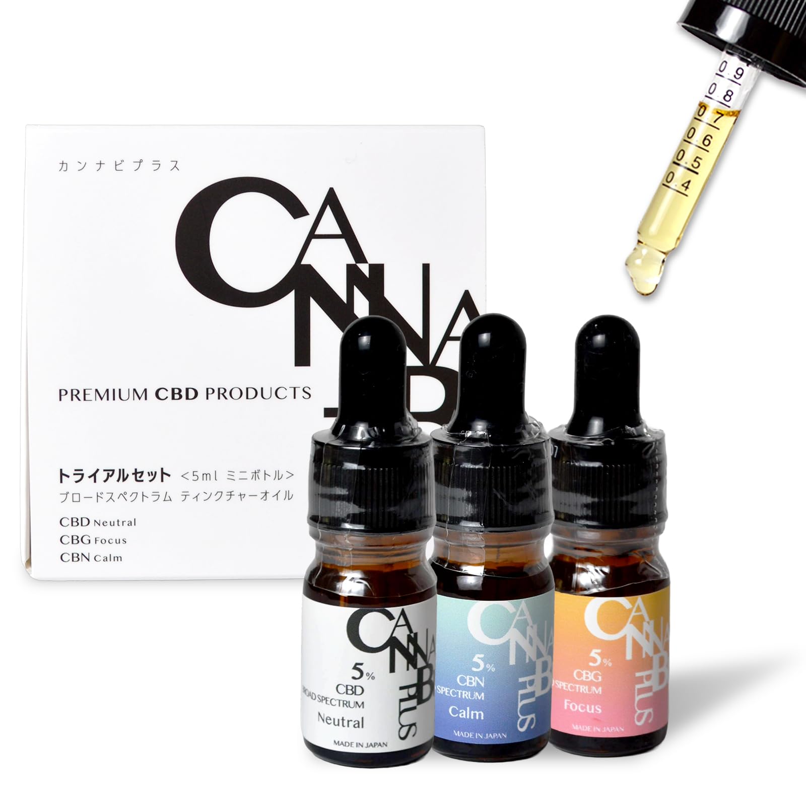 Amazon.co.jp: カンナビプラス CBDオイルトライアル (CBD・CBN・CBG 5