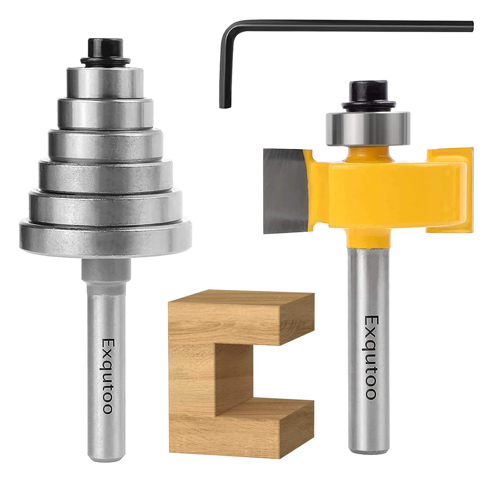 Amazon | Exqutoo 1/4インチシャンクラベットルータービットセット 6