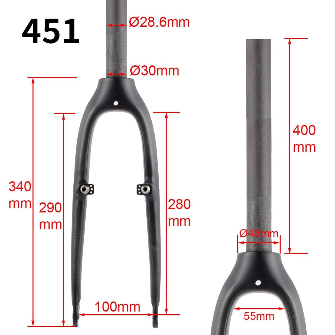 Amazon.co.jp: カーボン製リジッドフォーク 20'' 451 BMXフォーク C/V