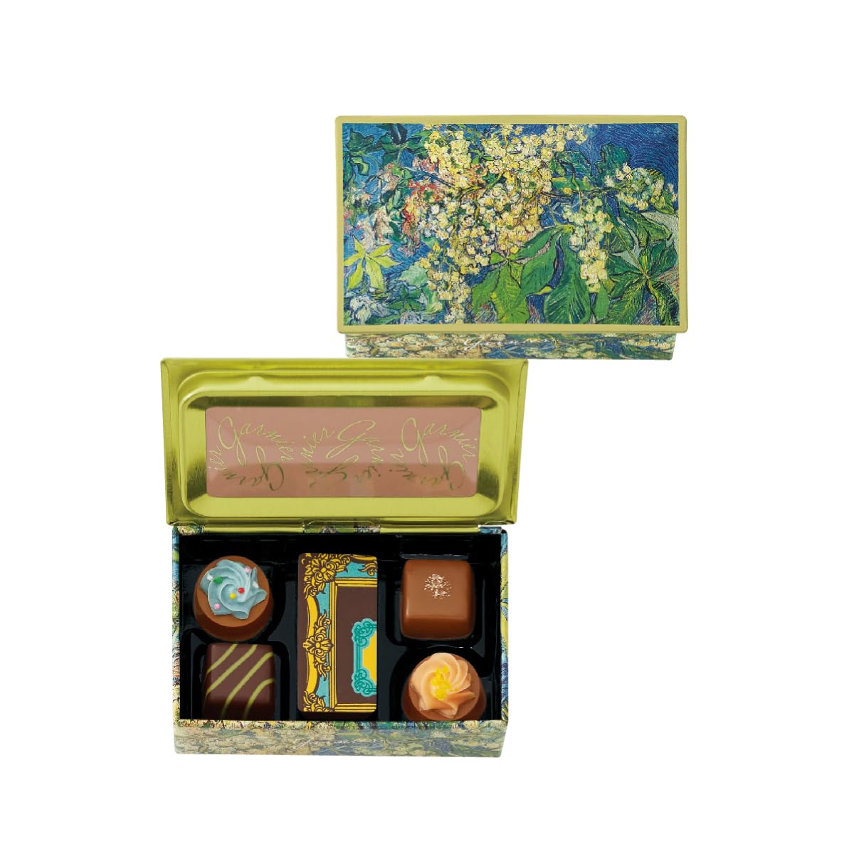 Amazon.co.jp: 905 ガルニエ E 5個 アート缶 チョコレート : 食品