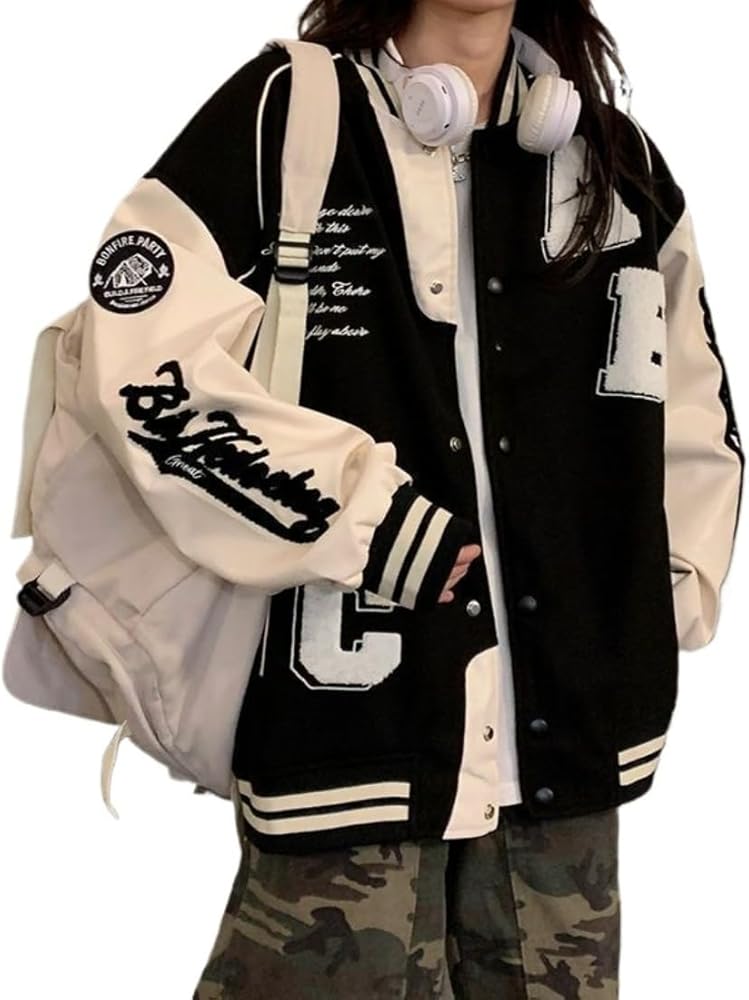 Amazon.com: CEINOM Y2k Vintage Bomber Jacket Women Harajuku