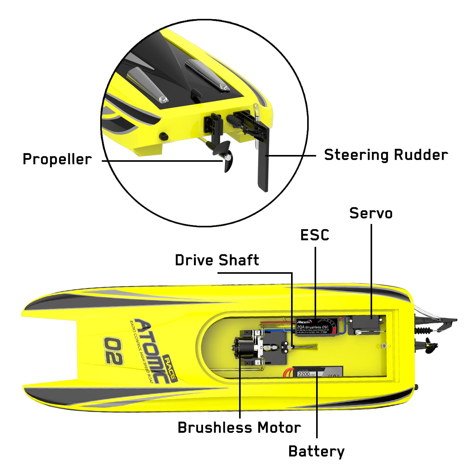 Amazon.co.jp: VOLANTEXRC ブラシレスRCボート Atomic 42mph 25.5