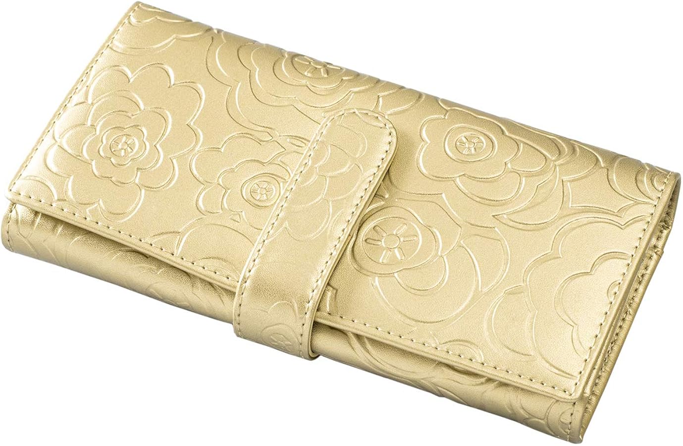 Amazon | [モモ] 二つ折り長財布 アコーディオン型 花柄型押し