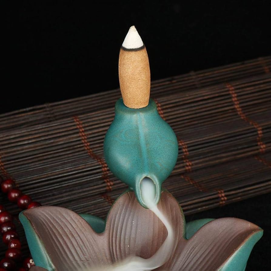 Amazon｜倒流香 陶器 香炉 蓮 かわいい お香 お香立て 流川香 逆流香