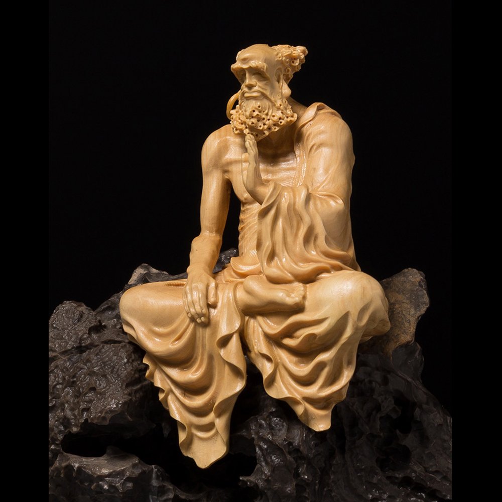 Amazon.co.jp: [華能] 達磨大師坐像 高級天然ツゲ木彫り達磨像 木製