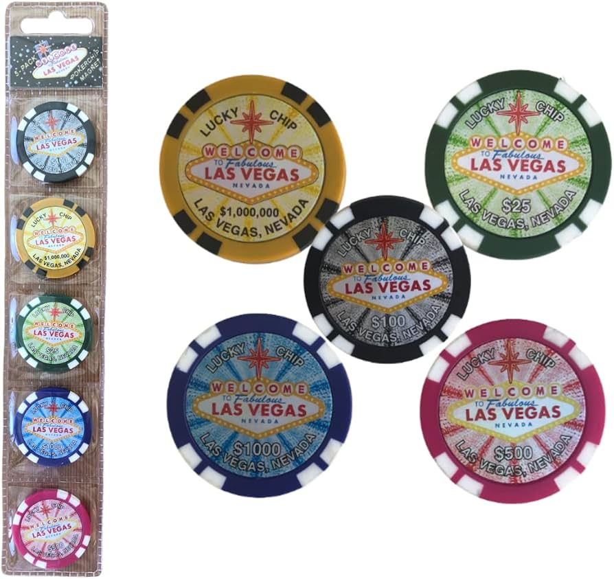 Amazon.co.jp: ラスベガス ポーカーチップ 冷蔵庫マグネット 5個セット