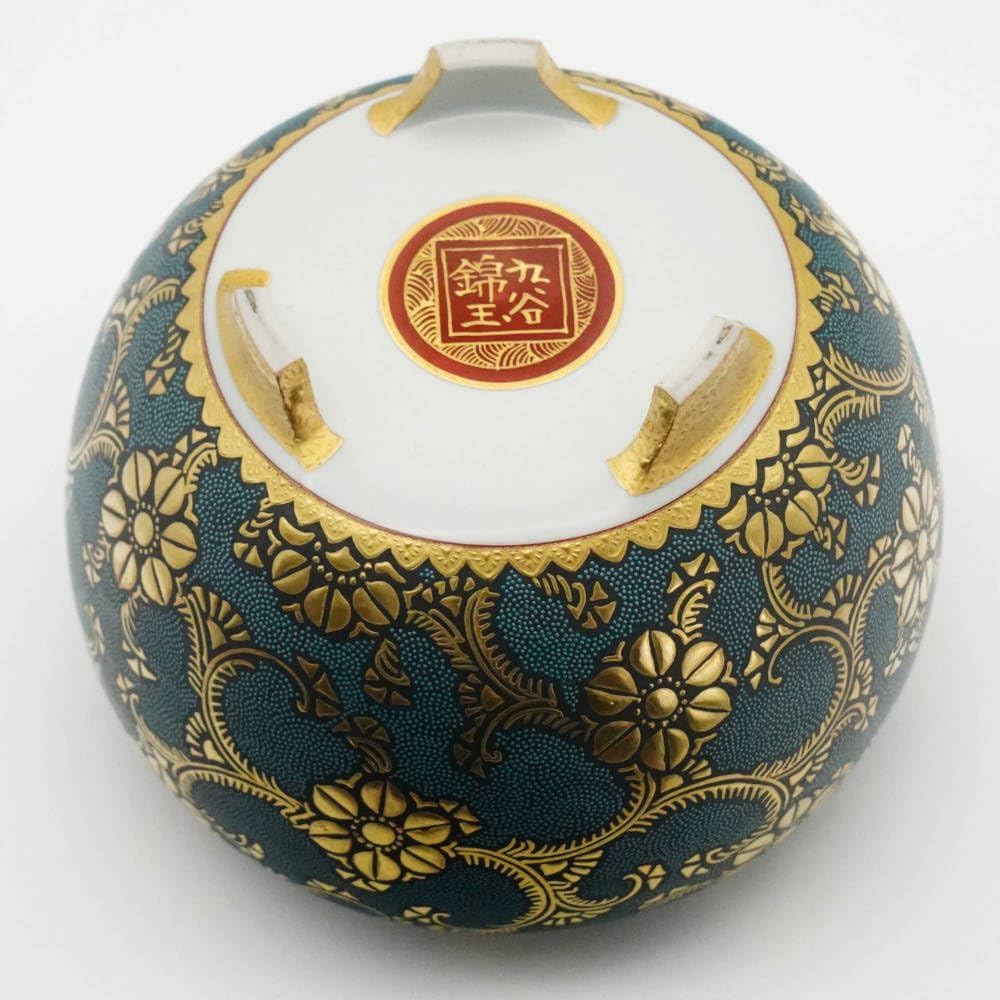 Amazon｜仲田錦玉（二代目）九谷焼 香炉 渦打青粒鉄仙二重唐草 磁器