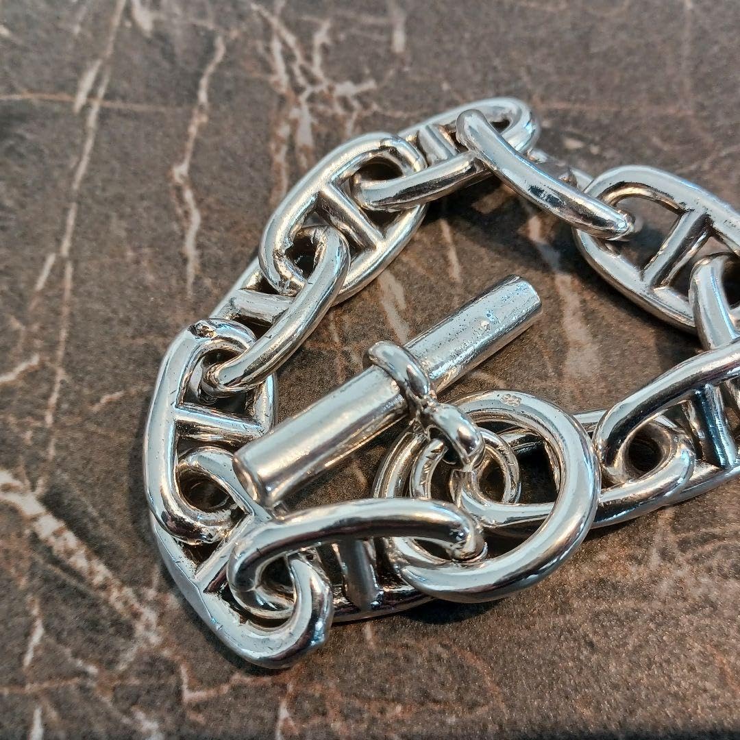 Amazon.co.jp: 極太 シェーヌダンクル シルバー 925 ブレスレット S925