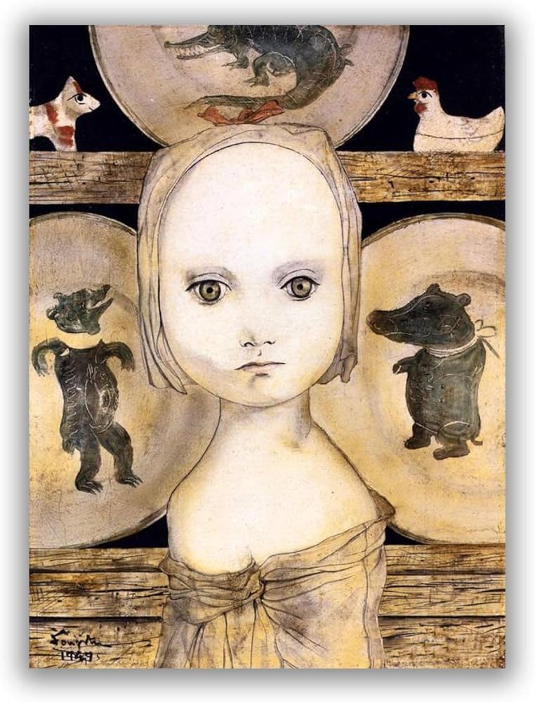 Amazon.co.jp: 藤田嗣治 キャンバスに版画 名画版画 複製画ポスター