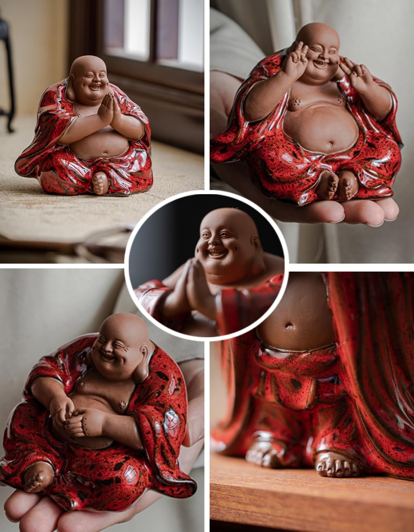 Amazon.co.jp: 七福神 置物 布袋 陶器製 布袋様 風水 仏像