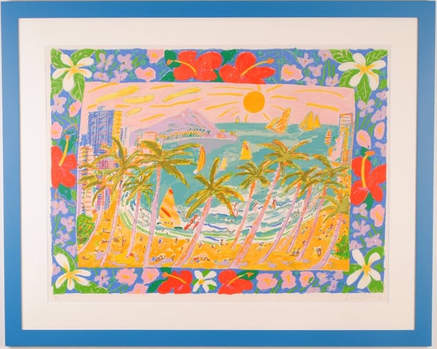 Amazon | ケン・ドーン 「ワイキキの海」 ポップアート 絵画 ハワイ 海