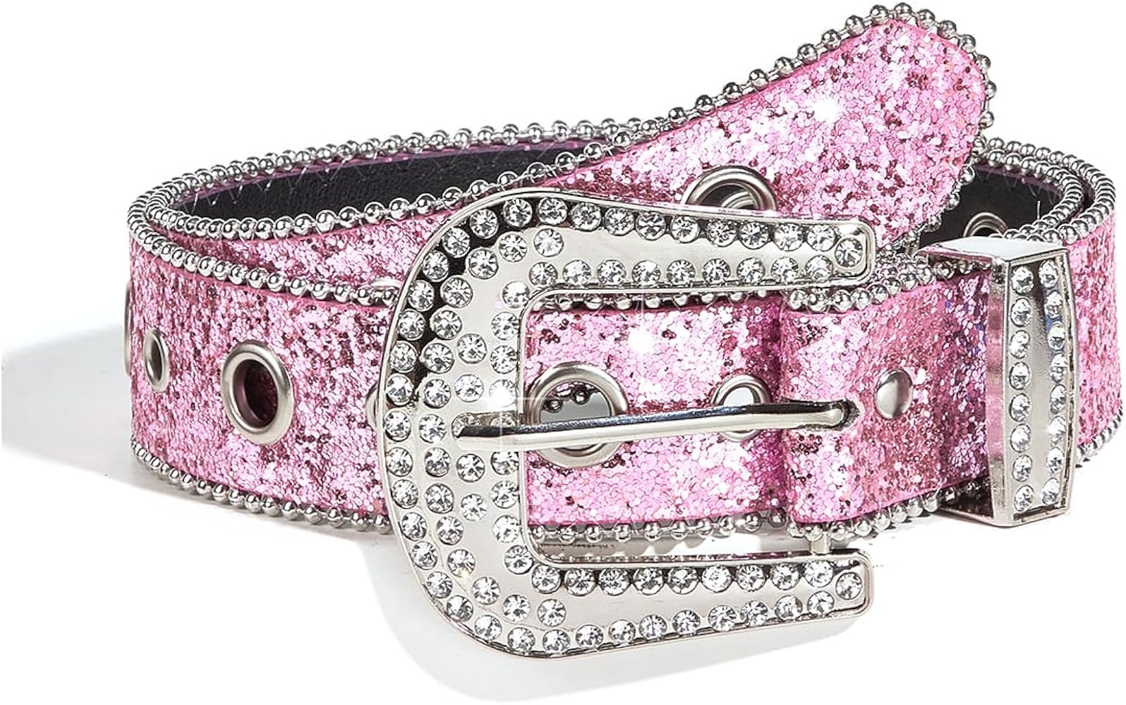 Amazon | YLYSLFC PUレザーベルト ワイドラインストーンベルト