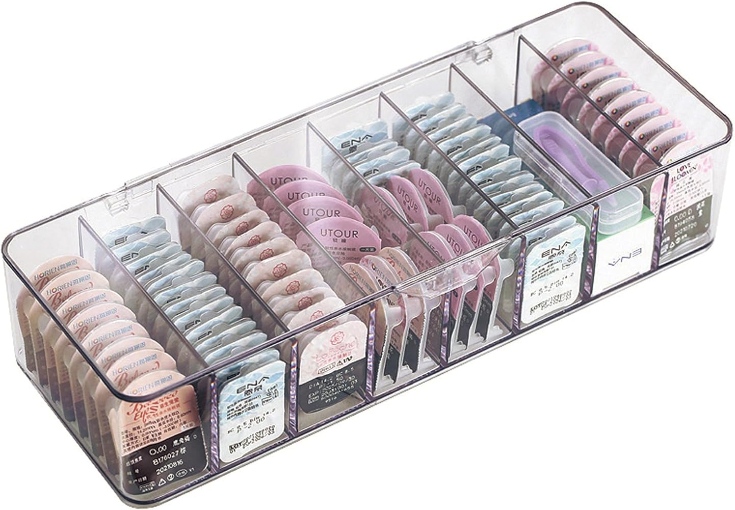 Amazon.co.jp: CLEAN HOUSE コンタクト収納ケース 蓋付き 8列 仕切り