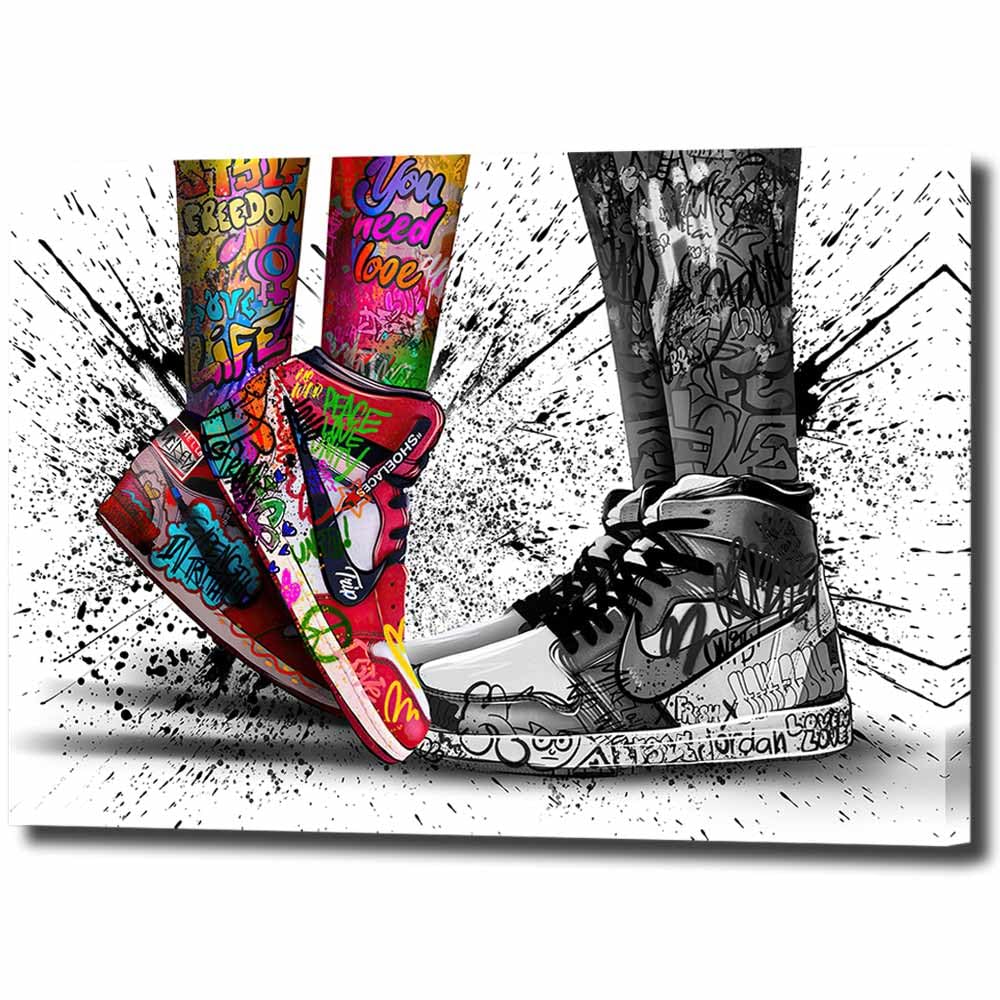Amazon.co.jp: アートパネル スニーカー ストリート グラフティ W40cm