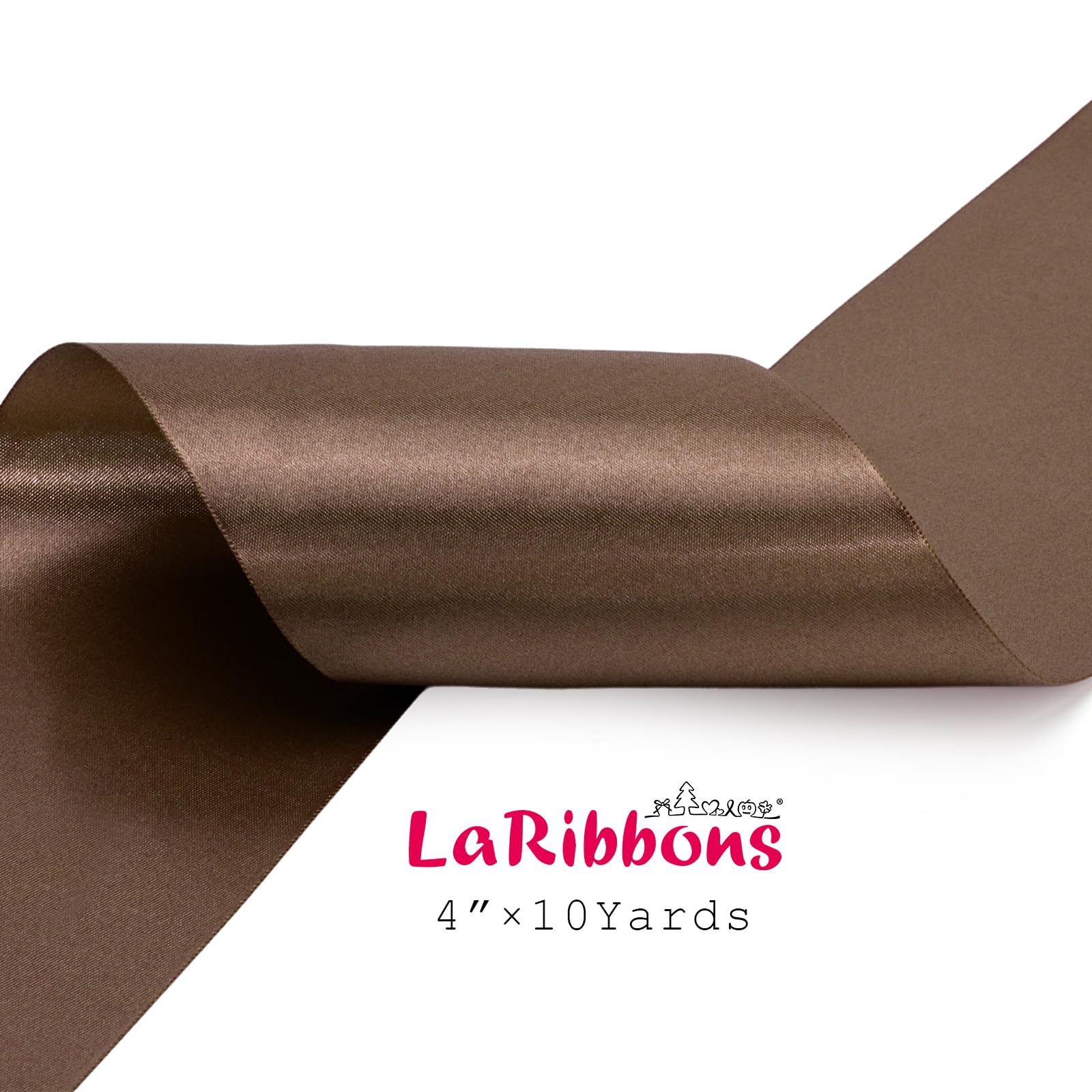 Amazon.com: LaRibbons Brown Satin Ribbon 4 Inch 10 Yards Double