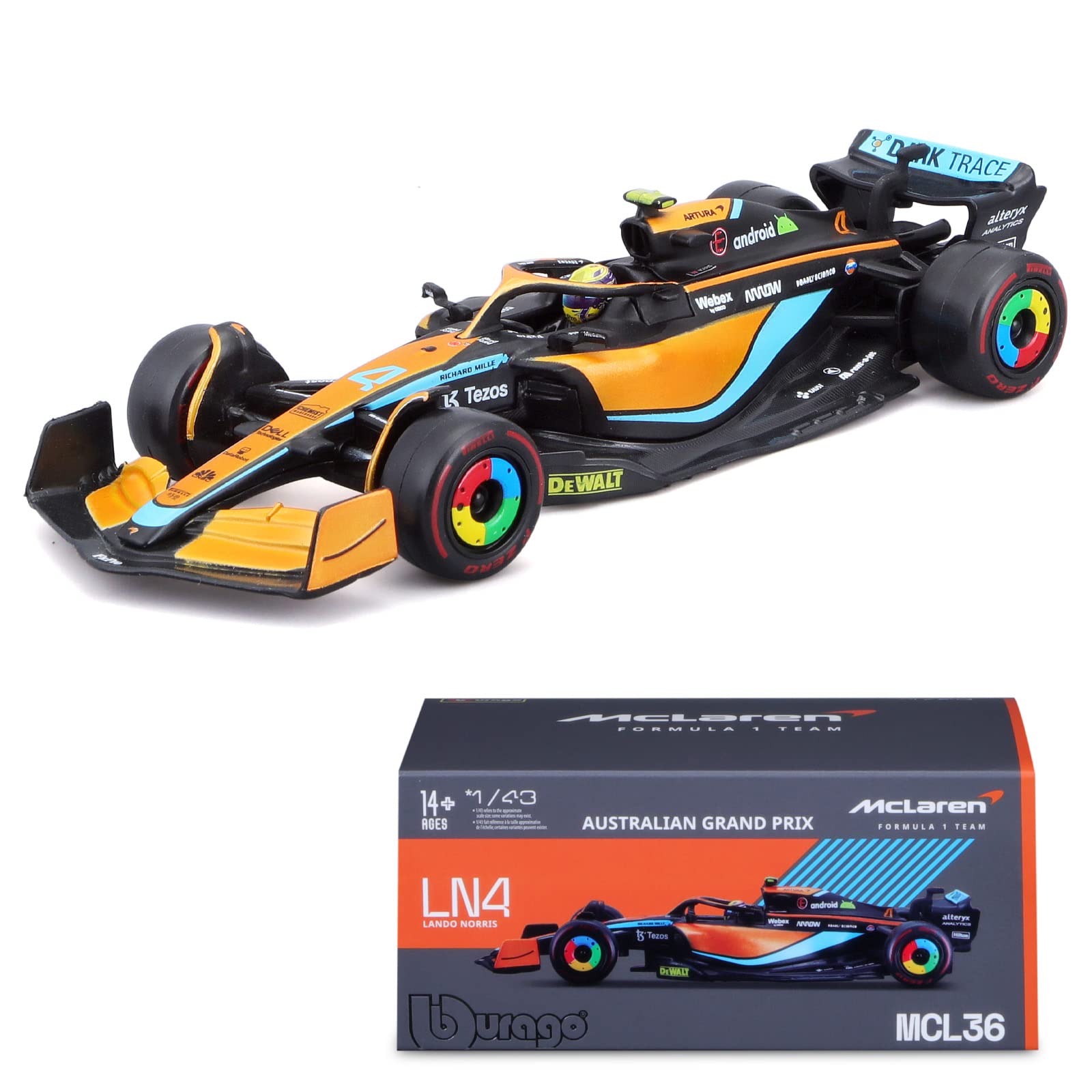 Amazon.com: Xiangtat 1:43 2022 F1 MCL36 NO. #3 Daniel Ricciardo No