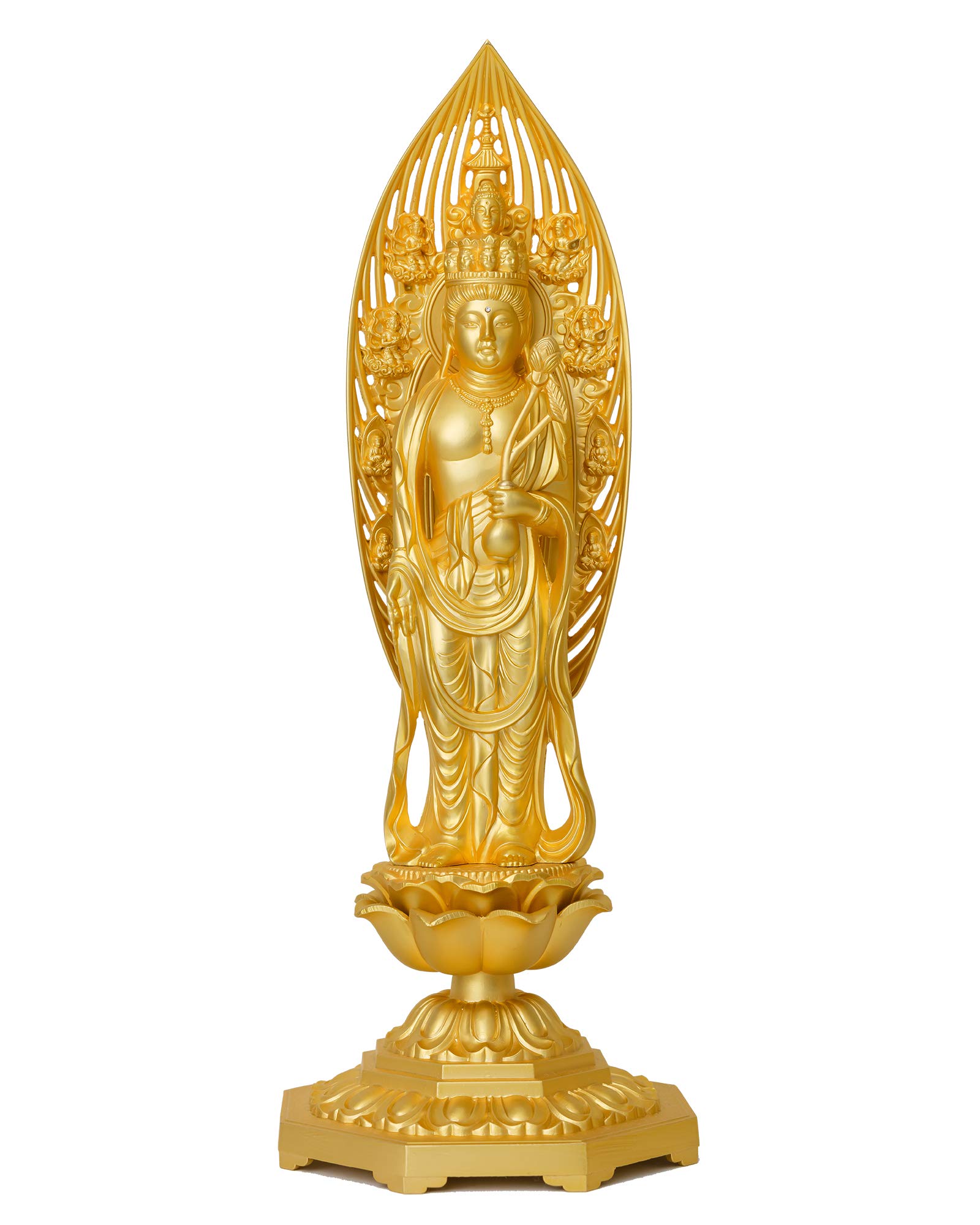 Amazon｜仏像 十一面観音菩薩 24cm(金メッキ/24金) 仏師：牧田秀雲