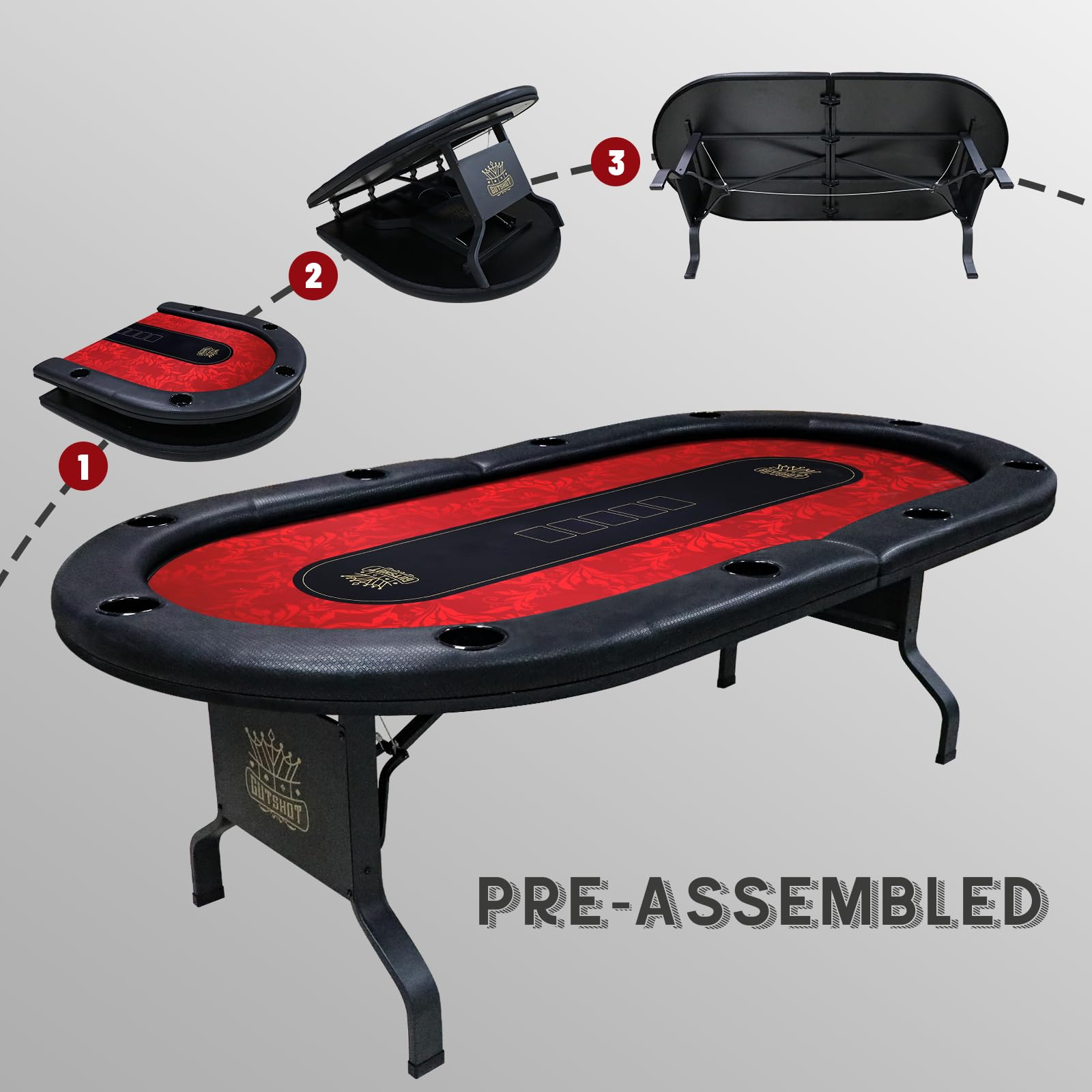 Amazon.com: GUTSHOT Foldable Poker Table for 10 Players - Premium