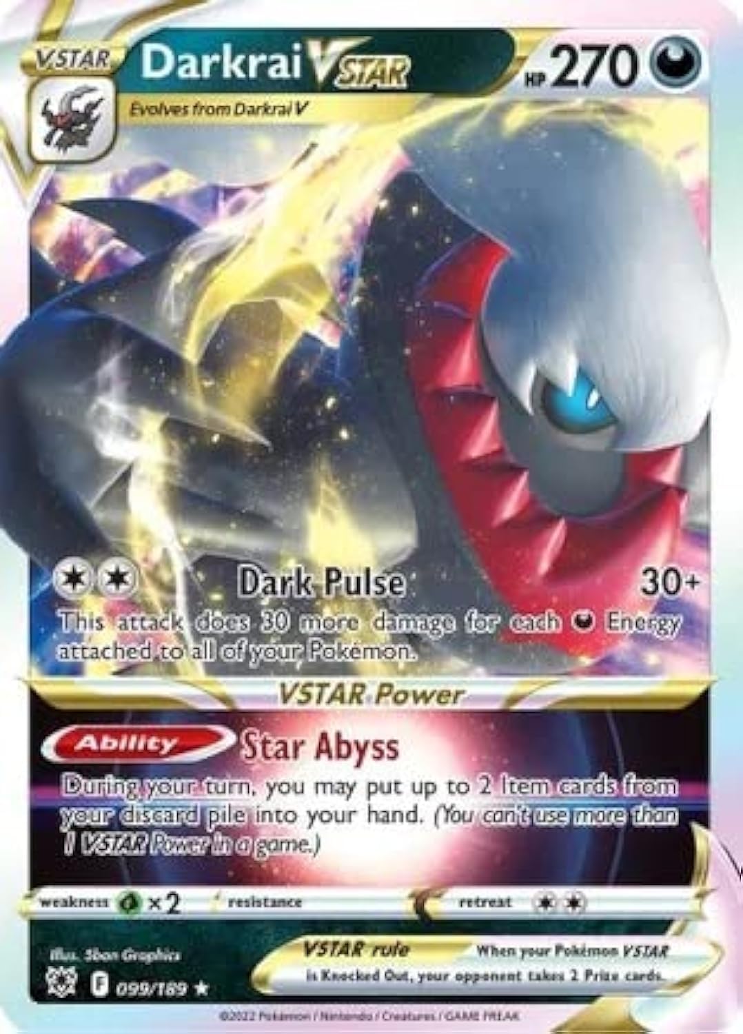 Amazon.com: Darkrai VSTAR - 099/189 - Ultra Rare - Sword & Shield