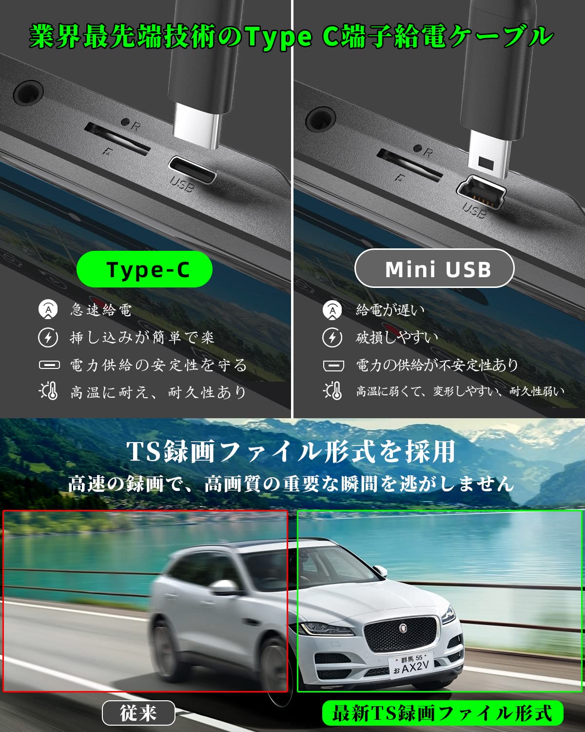 Amazon.co.jp: AX2V ドライブレコーダー ミラー型 4K 前後カメラ 純正