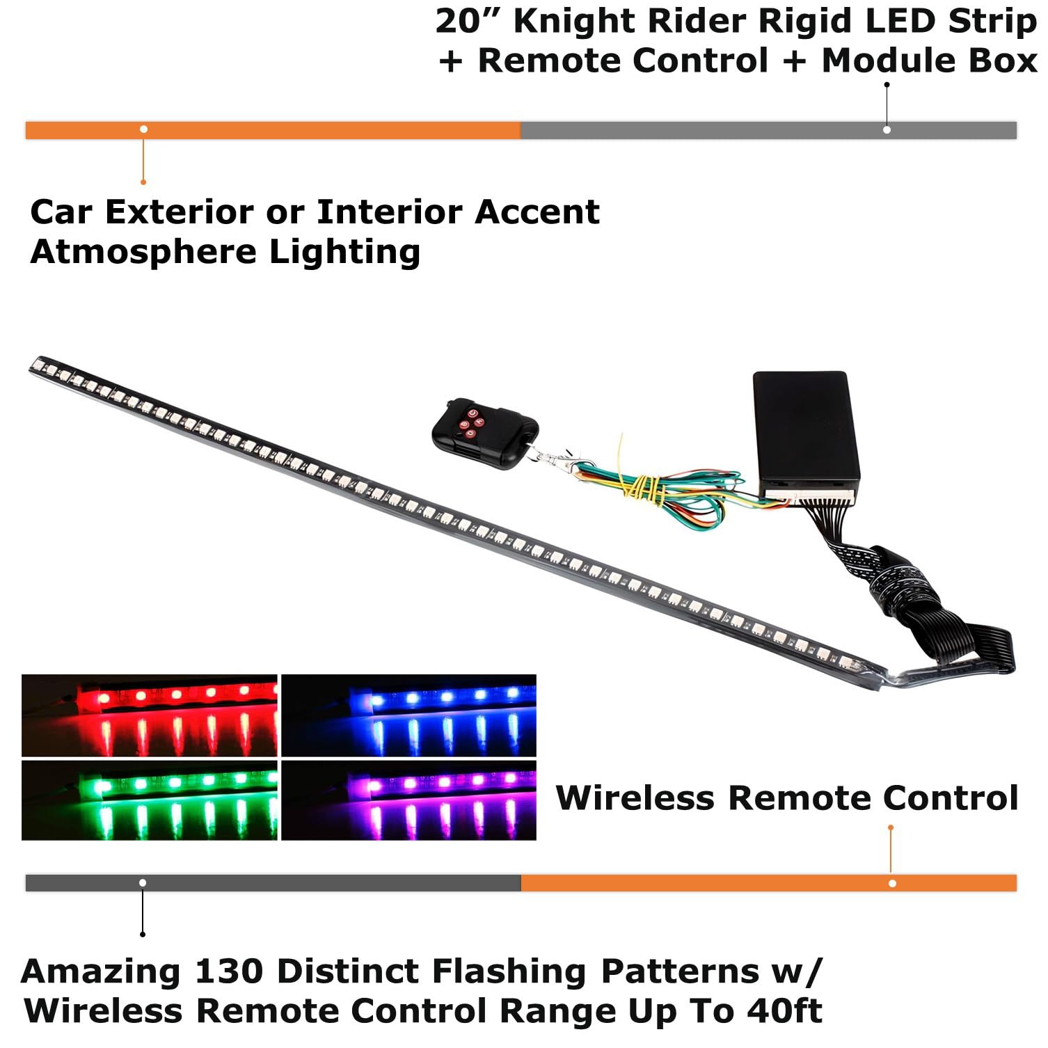 Amazon.co.jp: iJDMTOY 20インチ RGB LED ナイトライダースキャナー