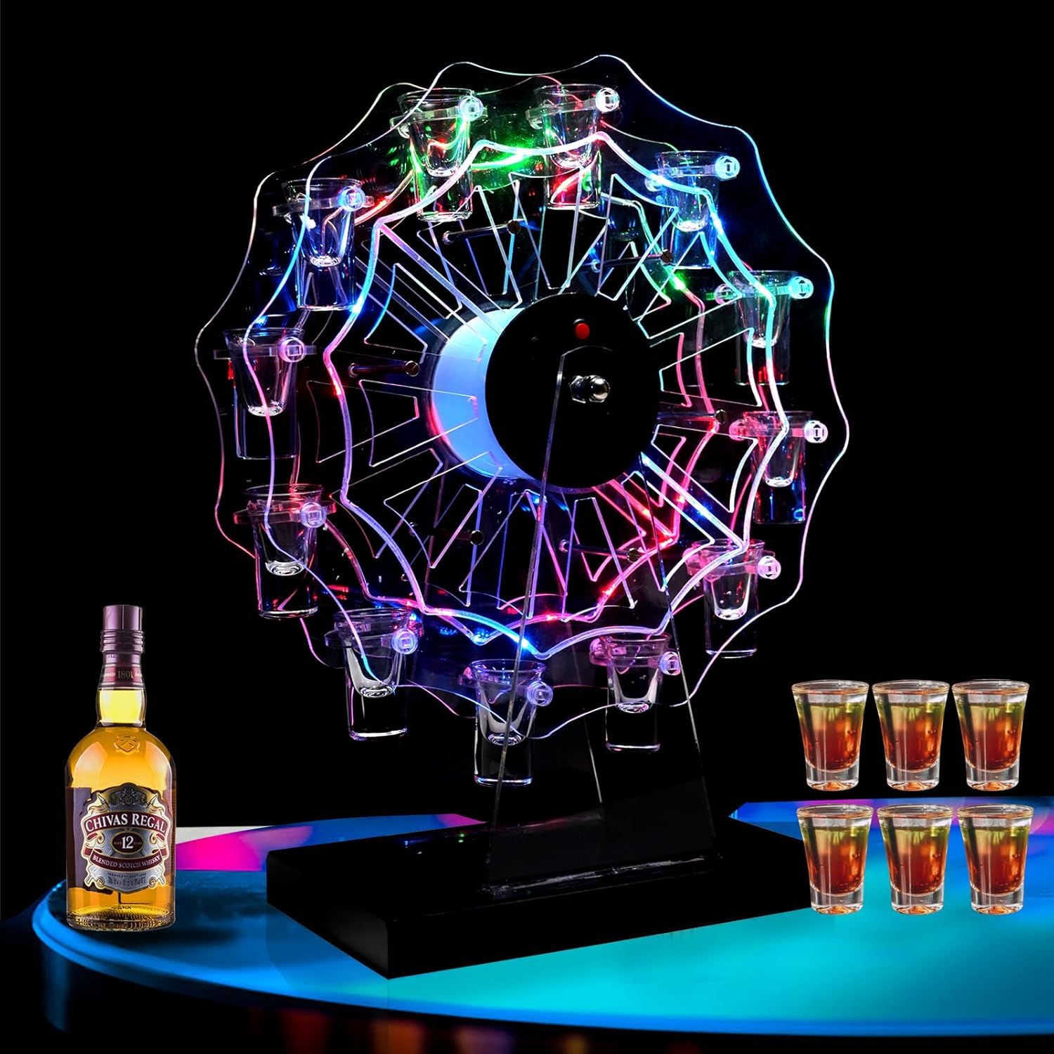 Amazon｜テキーラ観覧車 12カップ ワインラック LED酒ボトルの表示棚