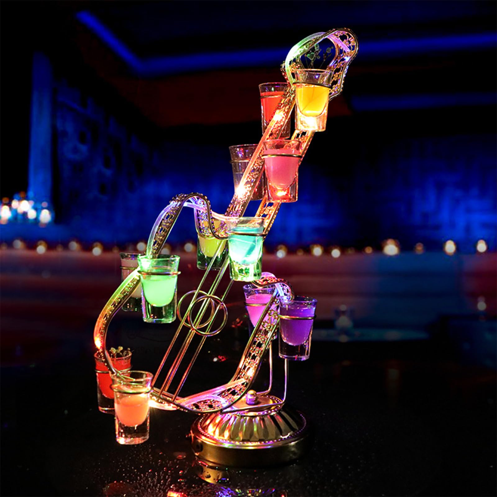 Amazon｜LYTDMSKY テキーラギター LED酒ボトルの表示棚 カクテルグラス