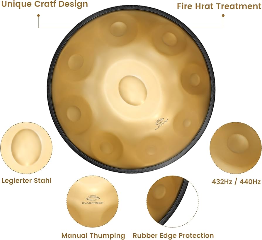 Amazon.com: GLADFRESIT Handpan Drum 22inch in D Kurd Minor with