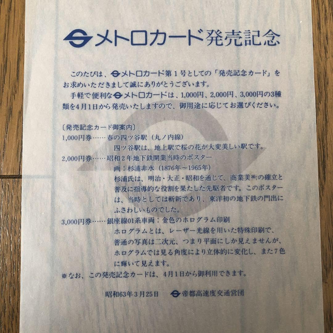 Amazon.co.jp: メトロカード 発売記念 帝都高速度交通営団 昭和レトロ