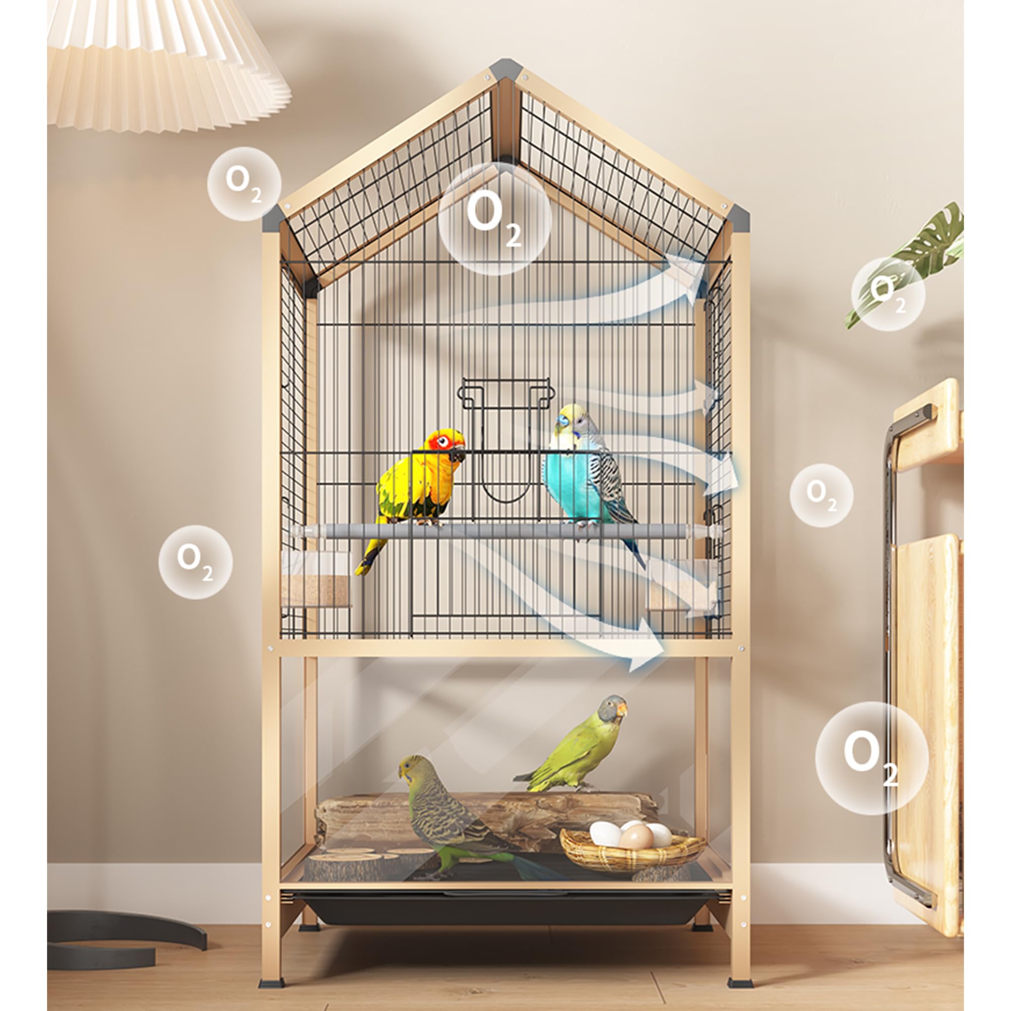 Amazon | 鳥かご中小型オウム用の特別な 42*37*80CM アルミニウム合金