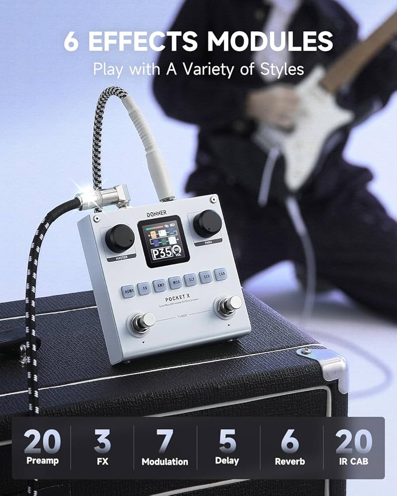 Amazon.com: Donner Pocket-X Multi Effects Guitar Pedal Guitar/Bass