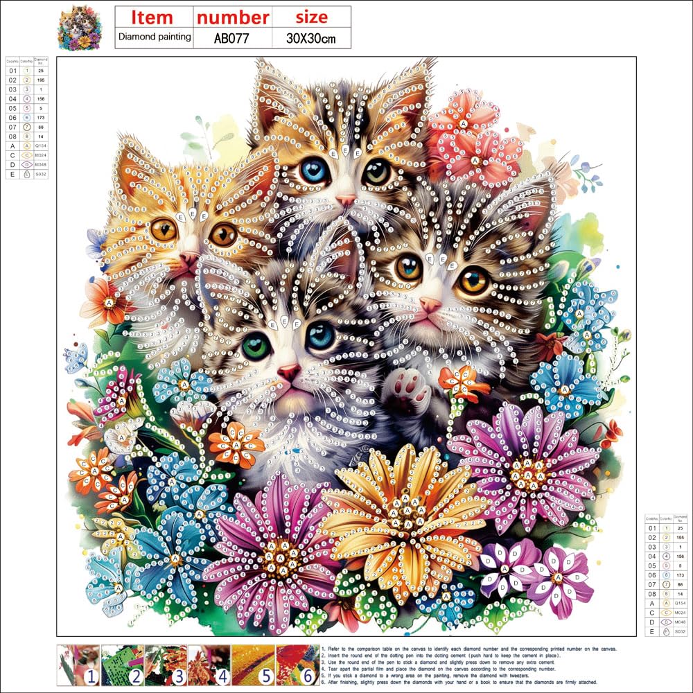 Amazon.co.jp: LEADINTOP ダイヤモンドアート 猫 花 不規則ビーズ