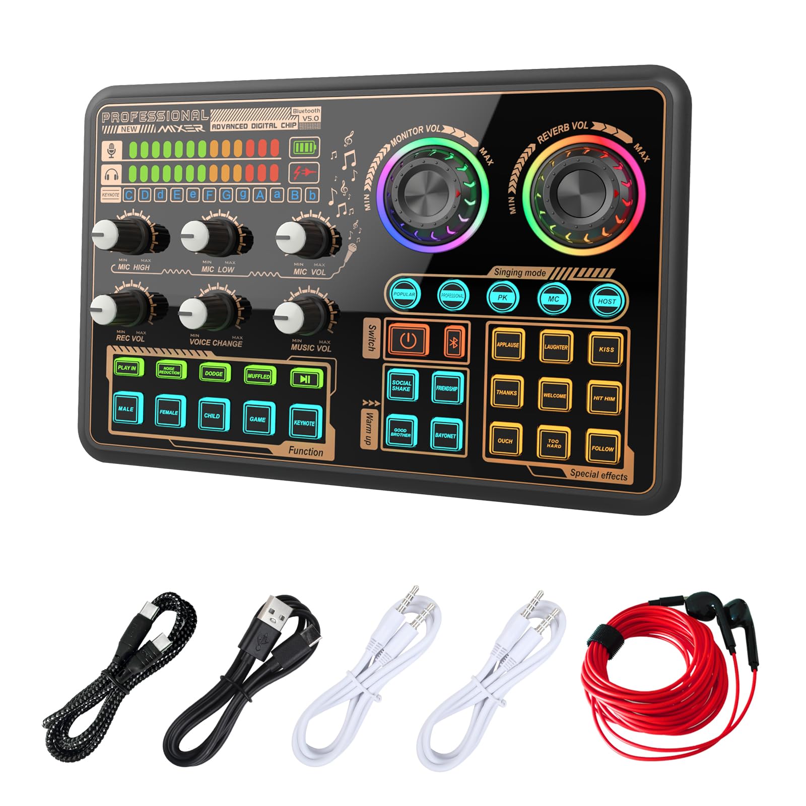 Amazon | Hosabely エフェクト付きオーディオミキサー ボイス