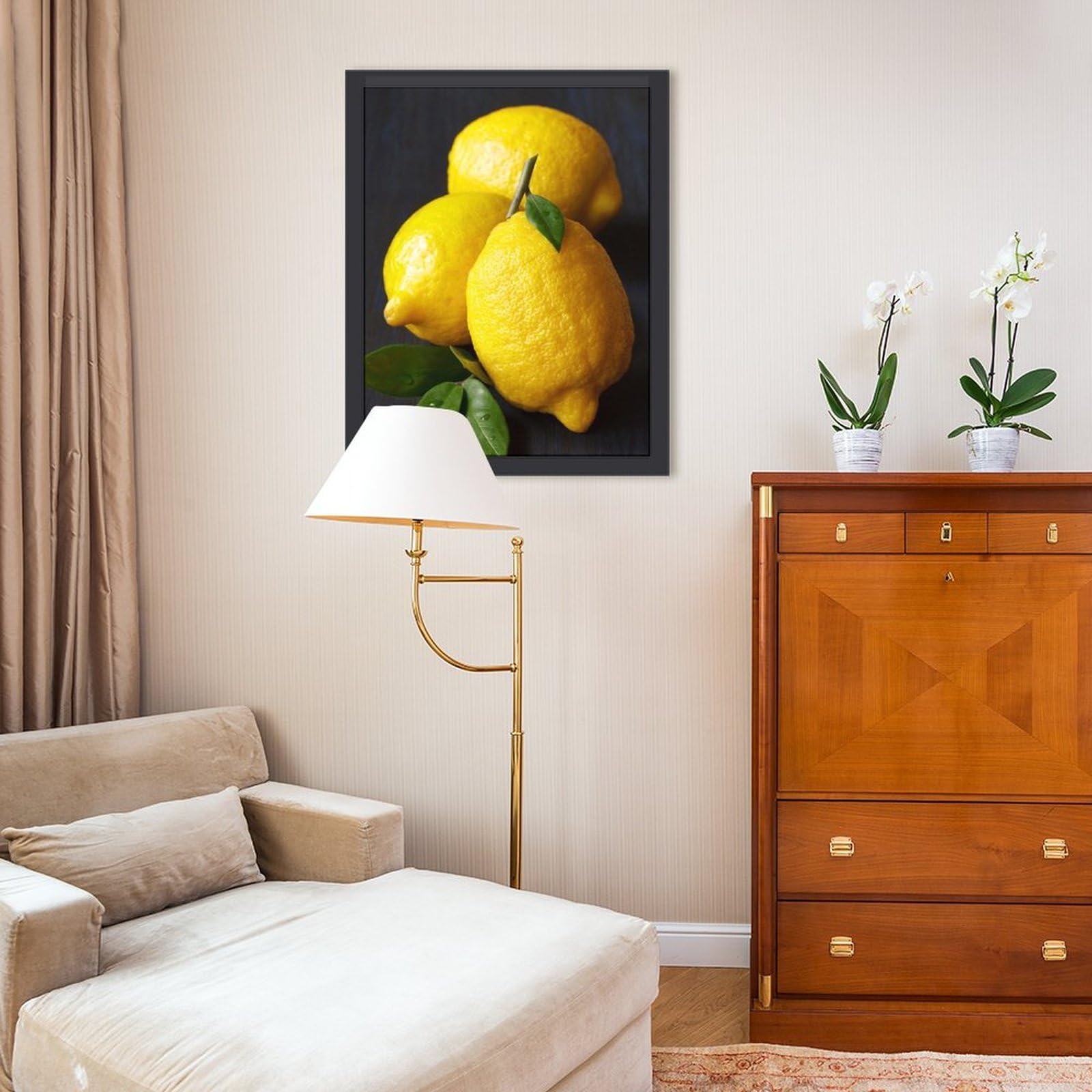 Amazon.co.jp: レモン3個 絵画 絵 静物写真 明暗法 アートパネル