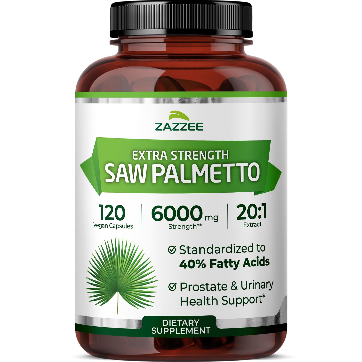 Amazon.com: Zazzee Extra Strength Saw Palmetto 20:1 Extract, 6000