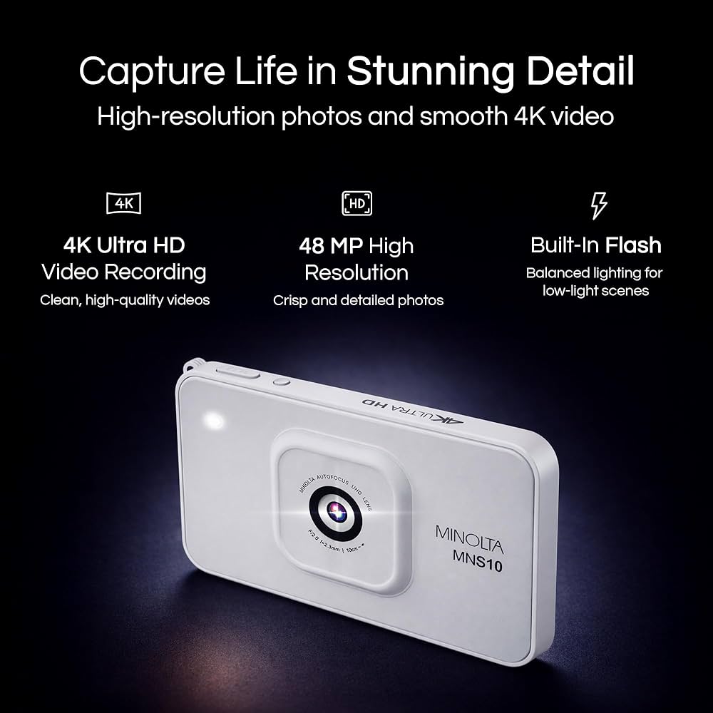 Amazon | Minolta 48MPデジタルカメラ - 4KウルトラスリムHDビデオ