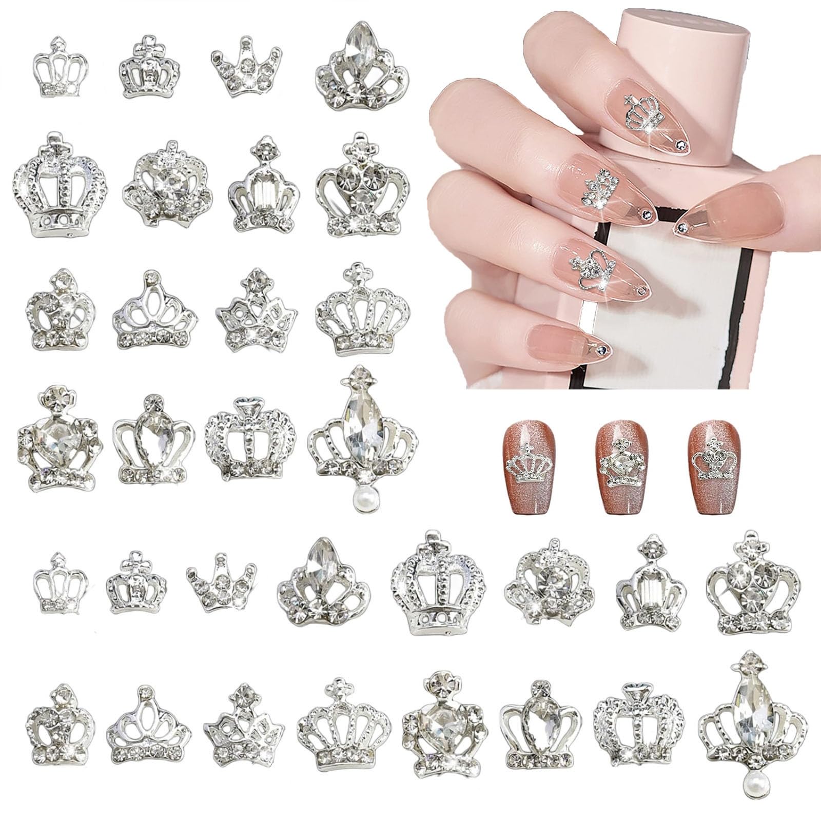 Amazon.co.jp: SensaBliss ネイルパーツ 王冠 3D立体 クラウン 32個