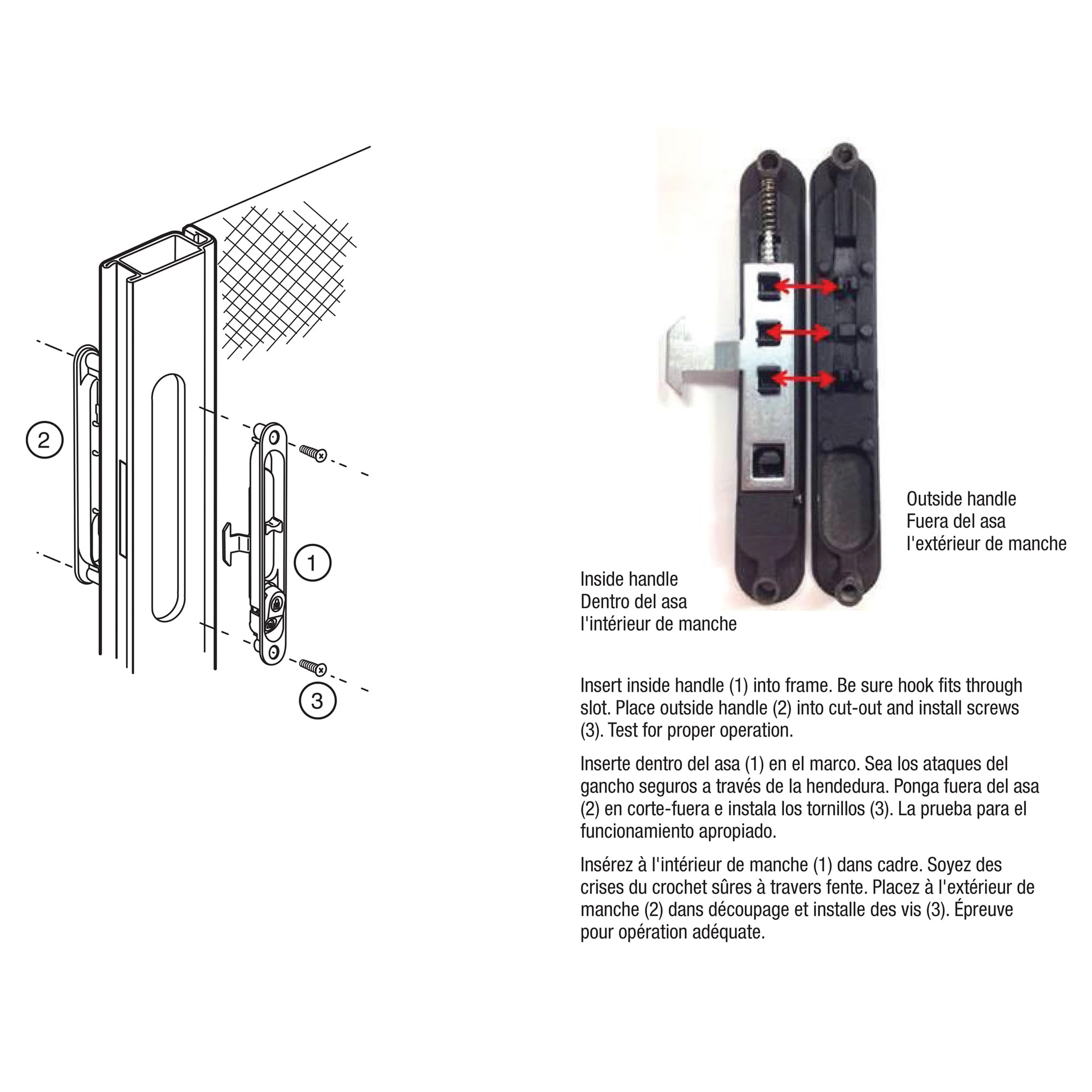 Prime-Line A 202 Diecast Black, Flush Sliding Screen Door Latch
