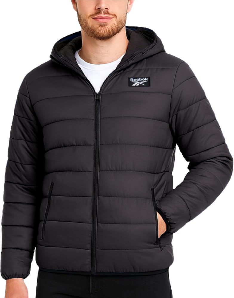 Reebok Mens Puffer Jacket - Lightweight Quilted Glacier Shield
