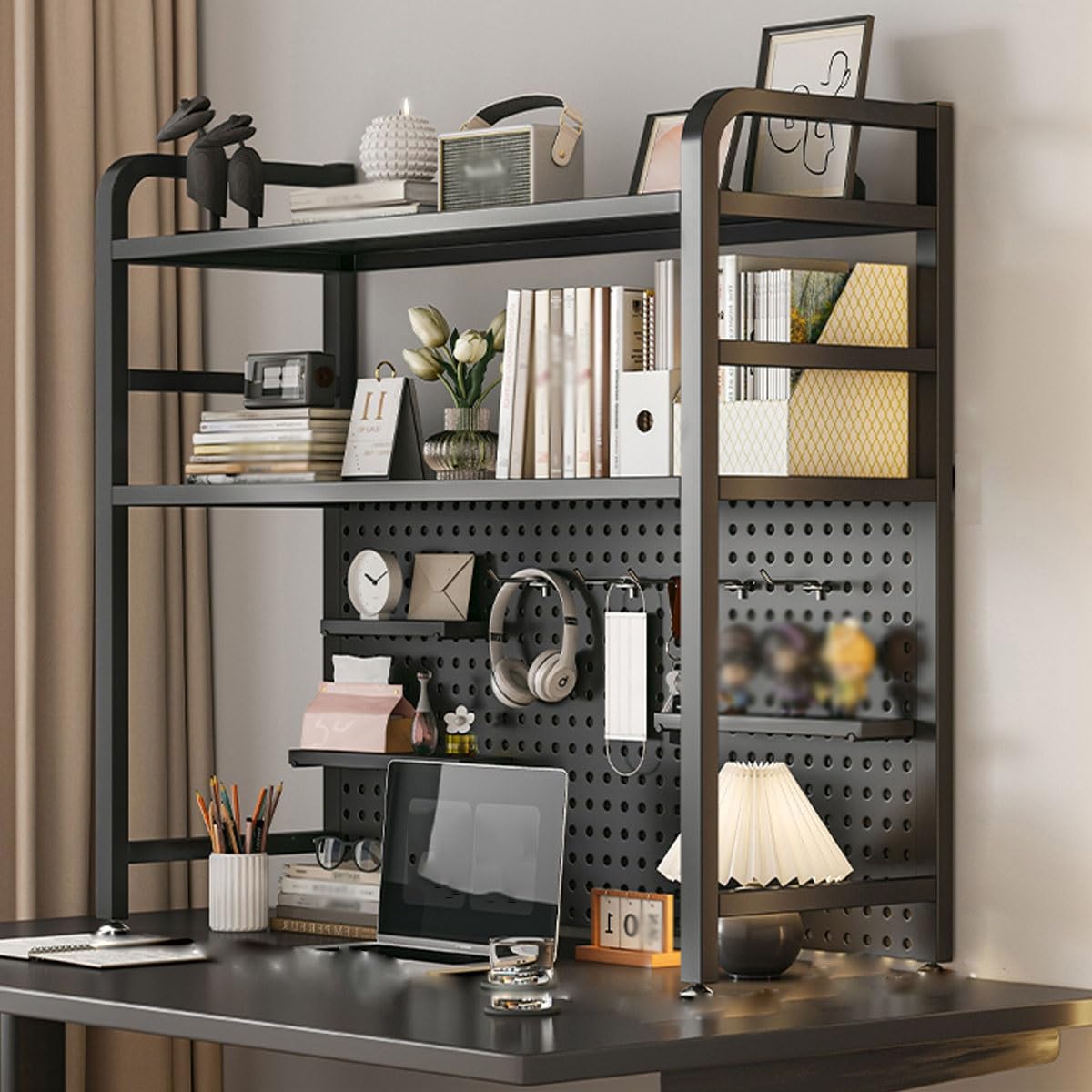 Amazon.co.jp: 2段 デスク上置き棚 机上ラック 本棚 卓上収納 幅55/75