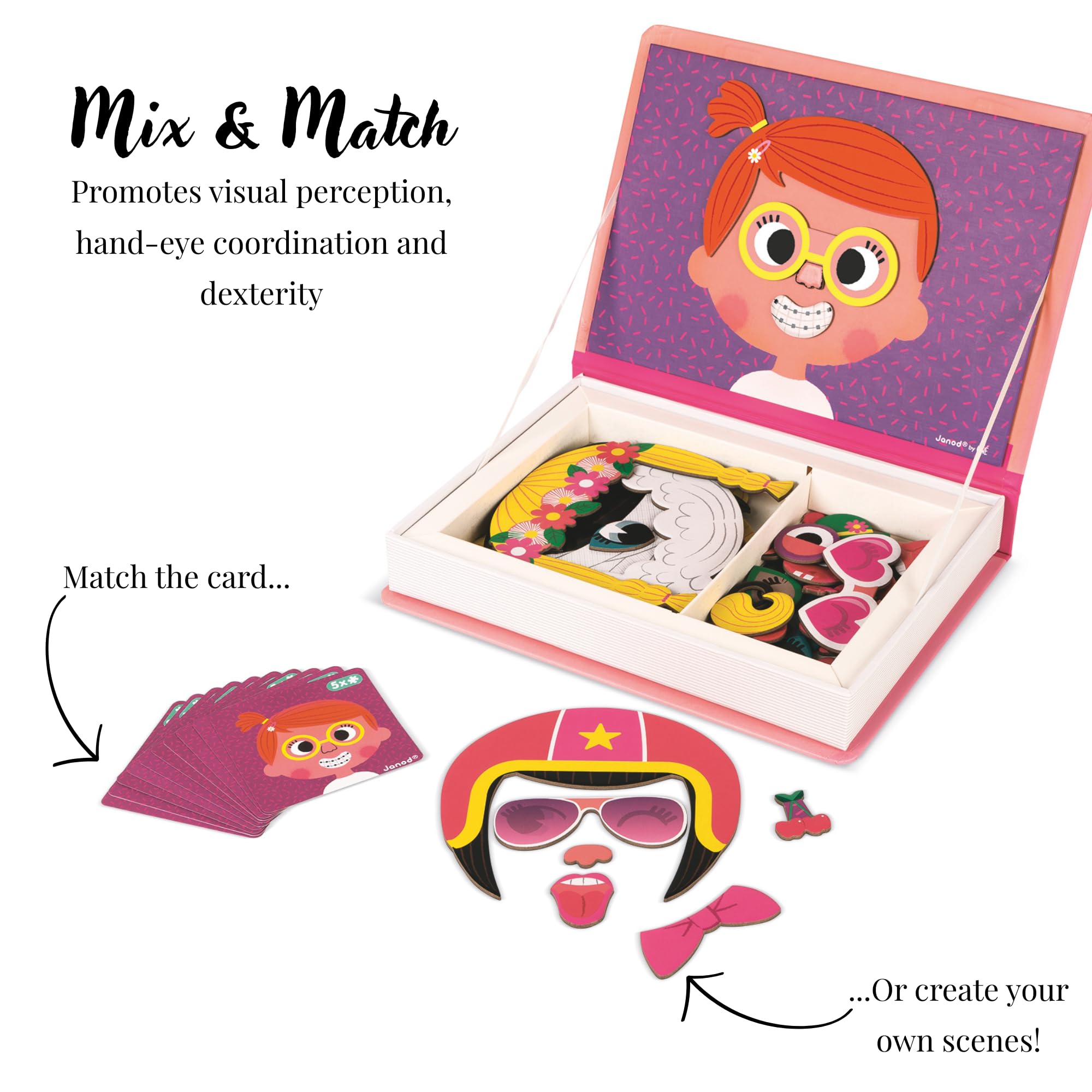 Amazon | Janod ジャノー マグネット・ブック ガールズ・フェイス